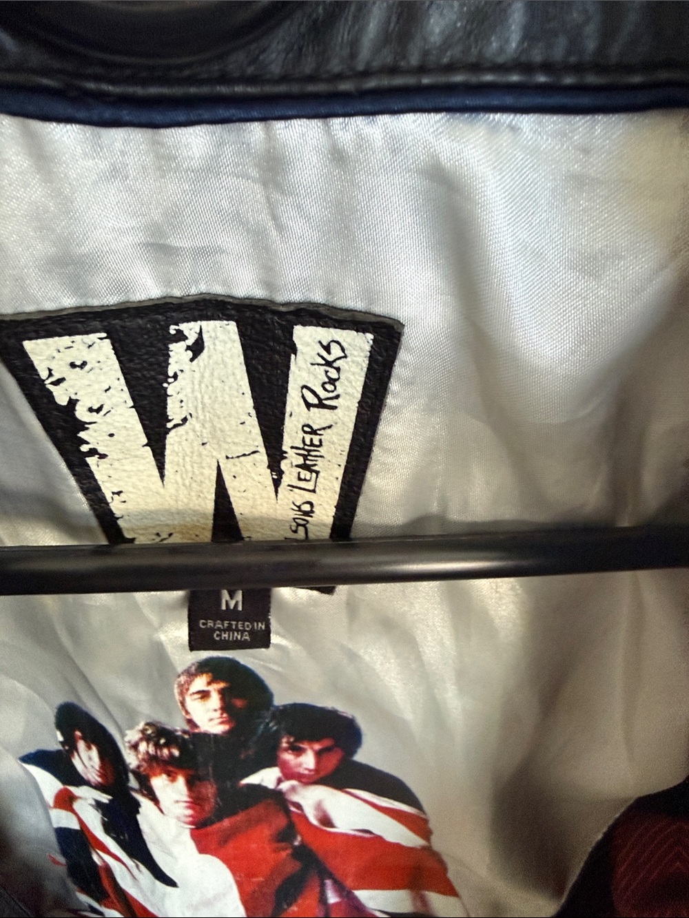 Wilsons Leather Black Studded The Who Graphic Moto Jacket - Picture 2 of 14